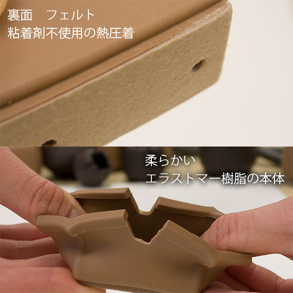 WAKI ワイドフェルトキャップ丸脚用Sサイズ【薄茶】 4個セット GK-701