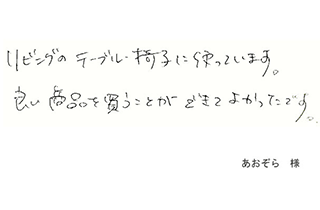 リビングのテーブル椅子に使っています。 良い商品を買うことができて良かったです。